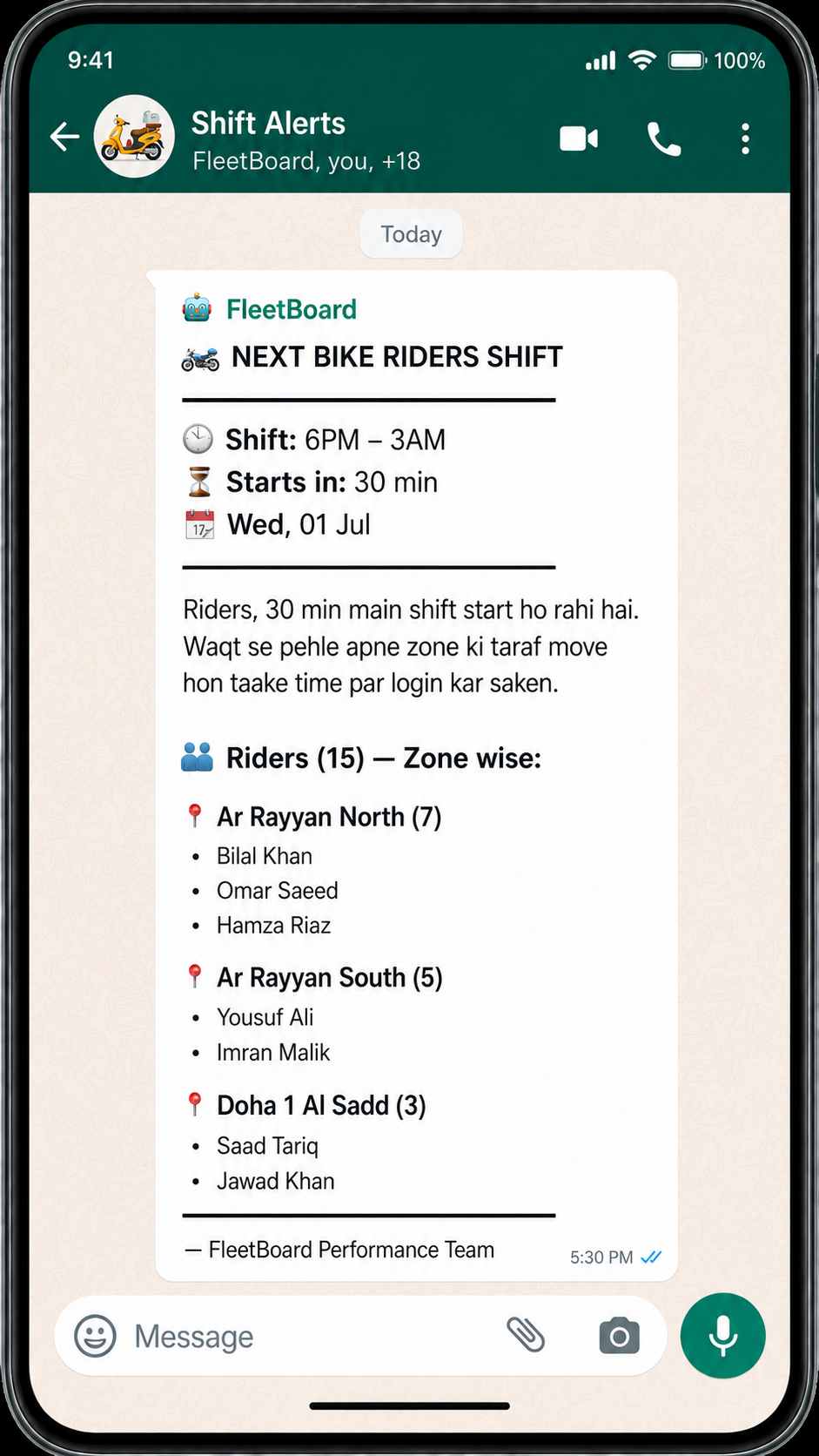 Shift Alerts group